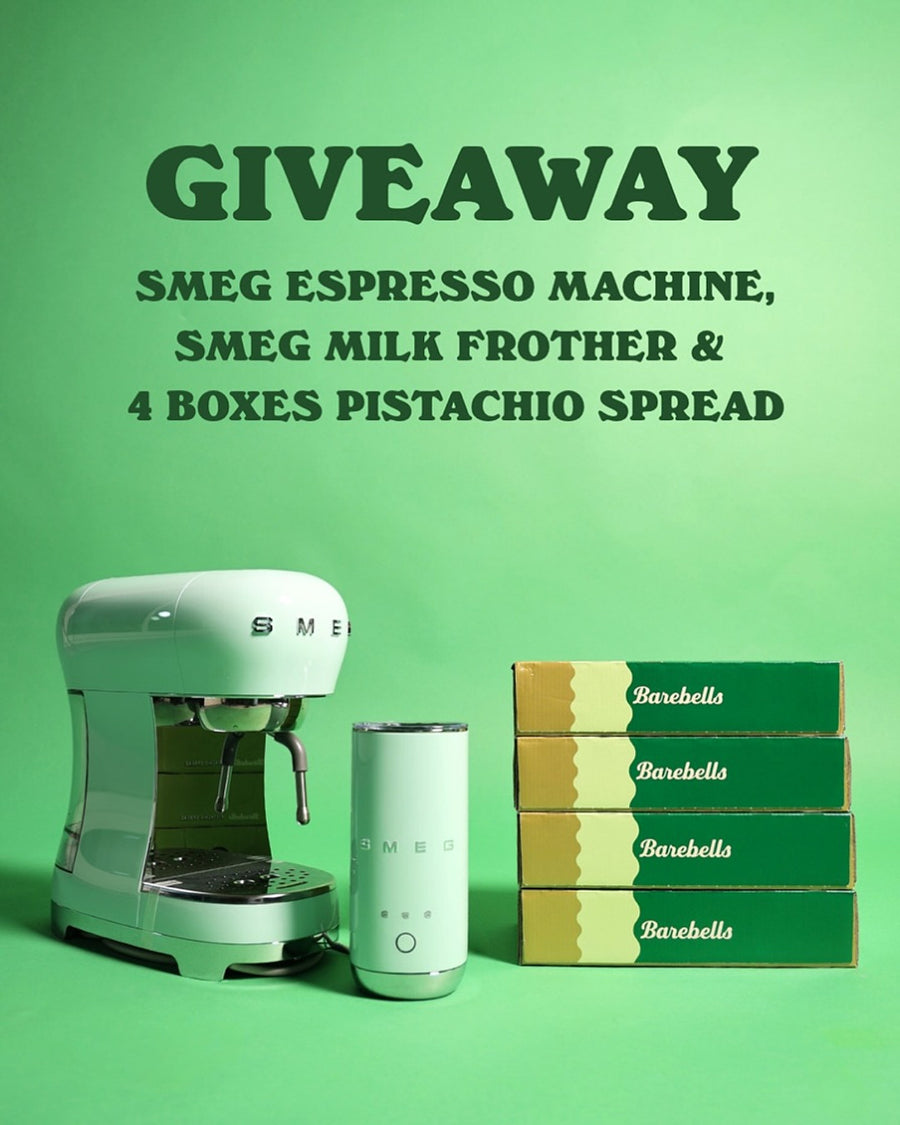 GIVEAWAY! 💚

Win a SMEG espresso machine, a SMEG milk frother + 4 boxes of our new Pistachio Spread flavour! 

To enter:
1. Follow @barebellsswitzerland & @smeg_schweiz 
2. Tag 2 friends in the comments & like the post
3. Click the „repost“ button for an extra entry

🎁 Giveaway ends on November 13th.
🏆Winners will be announced via the comment section and DM from this account.
🇨🇭Open to Swiss residents aged 18+.

Disclaimer: This giveaway is not sponsored, endorsed, or administered by Meta. Legal recour